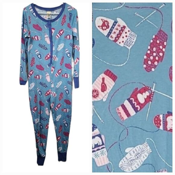 Nite Nite Munki Munki XS (0/2) Knit Mittens Pajama Onesie One-piece Union Suit - Picture 2 of 8